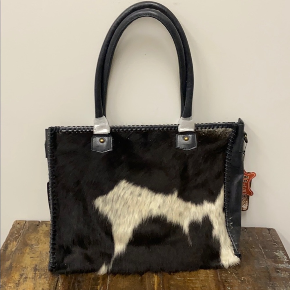 Black/White Cowhide and Purse or Laptop Case